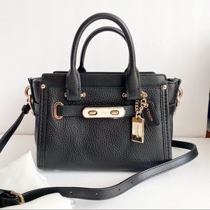 Coach Pebble Leather Swagger 20 Satchel Crossbody Black
